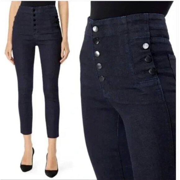 J Brand‎ Natasha Skinny Jeans Realm Dark Wash Button Fly Nautical Size 27 - Picture 1 of 14
